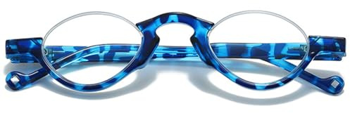 ABETOS Retro Halbmond Lesebrille Blaulichtfilter Damen Herren Halbrand Federscharnier Lesehilfe Leicht Klein Halb Brille mit Sehstärke 1.0 1.5 2.0 2.5 3.0
