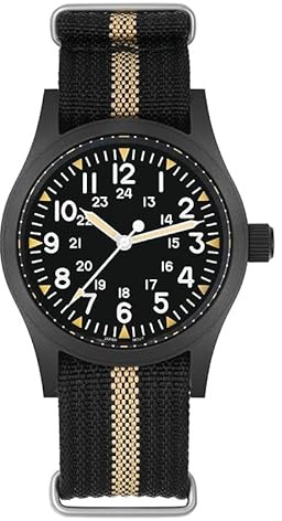 Militado ML05 ML05B 38mm Vintage Felduhren Für Männer, VH31 Schweigende Sekunde/515/Miyota Super 2035 Quarzwerk, Gewölbtes Saphirglas Mit AR-Beschichtung, C3 Super-Leuchtmasse, 100M Wasserdicht