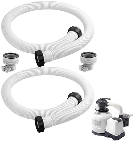 2 Stück Poolschlauch 38mm für Poolpumpen | 150cm Weiß Schwimmbadschlauch | Flexibler Schlauch Saugschlauch für Poolpumpe, UV Für Filterpumpe und Schwimmbad