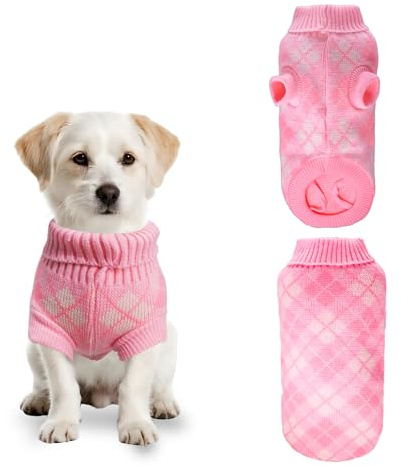 PawSailor Strickpullover für kleine Hunde, Karomuster, Rollkragen, Welpenpullover, weich, bequem, Winter, warme Haustierkleidung für kleine Hunde und Katzen wie Malteser, Yorkies, Miniatur-Dackel