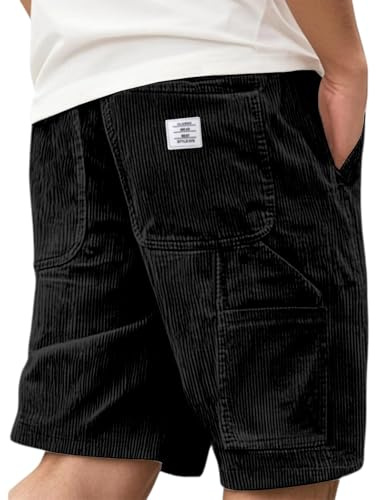 Pantaloncini da uomo estivi in velluto a coste bermuda pantaloni corti con coulisse e elastico in vita corta casual tinta unita Chino Shorts con tasche Jogging Sport Running Spiaggia, L