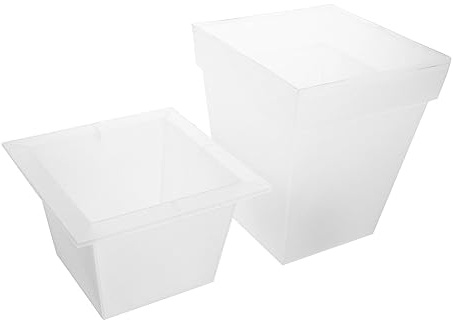 DIYEAH Pot De Fleurs Lumineux à Énergie Solaire Carré Plastique Blanc Étanche Pour Jardin Terrasse Extérieur Ambiance Chaleureuse