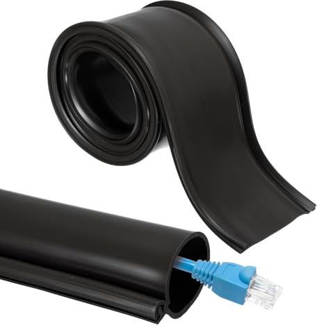 sourcing map 3.3ft Cable Management Sleeve, 1.2 Inch ID Flexible Cord Wires Hider Cover Insulation Snap-fit Protector for Substation, High-voltage Electrical Networks, Black