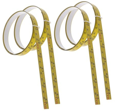 Veemoon 4pcs Self-adhesive Measuring Tape, High-carbon Steel Metric Workbench Ruler, Lightweight Flat Lay Adhesive Measure for DIY Projects and Home Renovations, Yellow