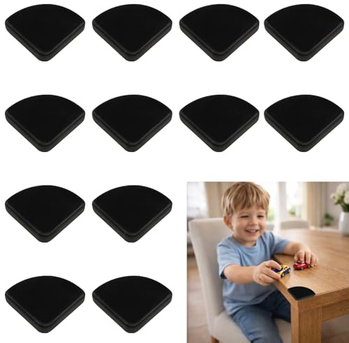 BaZuyunMd 12 Stück Eckenschutz Set, Tischkantenschutz Ecken, Bettkantenschutz, Universal Eckschutz aus Silikon, Kantenschutz Gummi, Eckenschutz Schwarz, Farbe Schwarz, 14x5x8 cm, für Möbel