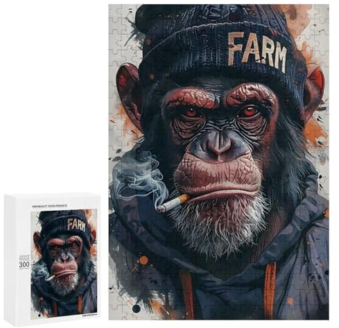 300 PCS Rätsel Für Teenager Chill Monkey with Cigarette -1 Rätsel Für Teenager: Entspannungsspiele, Lustige Und Humorvolle Geschenke Zur Stressreduzierung 300 PCS