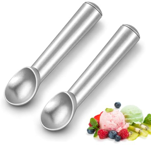 Juego de 2 Cucharas para Helado de Aluminio Antiadherente Plateadas