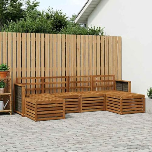 Teenpull Sofagarnitur aus massivem Akazienholz wetterbeständig für Terrasse und Garten, modulare Sitzgruppe mit Tisch und Stuhl, langlebiges Loungeset für Esszimmer und Outdoor-Bereich