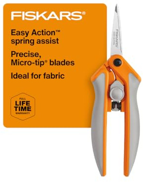 Fiskars RazorEdge Schere mit Mikrospitze, einfache Handhabung, 15,2 cm, Edelstahl, Stoffschere, Kunst und Handwerk, Orange