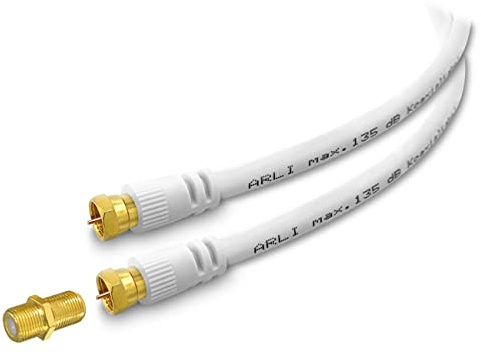 ARLI 5m HD Sat Verlängerungskabel – max. 135 dB 5-fach geschirmt | vergoldete F-Stecker mit F-Verbinder | DVB-S/S2 DVB-T/T2 DVB-C/C2 4K 8K I Anschlusskabel HD Satkabel