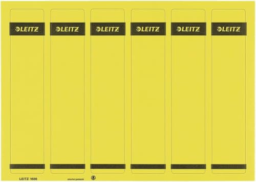 Leitz PC-beschriftbare Rückenschilder selbstklebend für Standard- und Hartpappe-Ordner, 150 Stück, Kurzes und schmales Format, 39 x 192 mm, Papier, gelb, 16862015