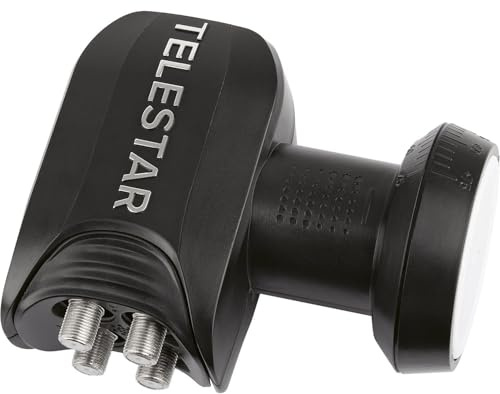 TELESTAR SKYQUAD HC - Digital Quad LNB (Full HD, HDTV, 4K, 3D, Ultra HD - Premium LNB mit Wetterschutz) schwarz, 5930525 | 40 mm Feed-Durchmesser, 0,1 dB Rauschmaß