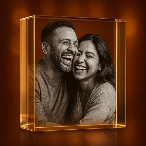 Personalized Custom 2D/3D holographic Photo etched engraved INSIDE the crystal with your Own picture (birthday, wedding gift, memorial, mother's Day,valentine's,Christmas) (2.95X3.55X2.95 Inch)