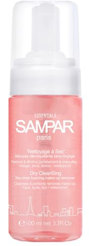 Sampar - Dry CleanSing Gesichtsreinigung - No-Rinse Mizellen Schaum - Alle Hauttypen Make Up Entferner 99% natürlicher Herkunft - Gesicht, Augen, Lippen und Wasserfest - 100 ml Pumpflasche