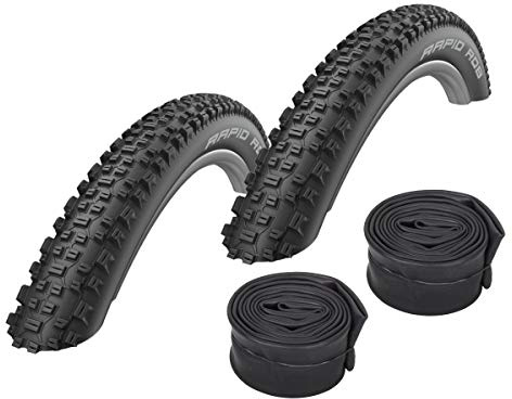 Set: 2 x Schwalbe Rapid Rob schwarz MTB Reifen 27,5x2.10 + Schwalbe Schläuche Rennradventil