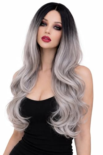 Ecommerce Trade Ltd Perücke Kostüm Halloween Party Zubehör Spiel der Throne Donald Trump Harley Quinn Schwarz Blonde SIL (Langes Grau / Silber)
