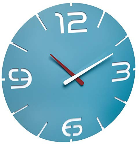 TFA Orologio da parete Dostmann Contour design, 60.3047.14, analogico, orologio da cucina, orologio da soggiorno, brevetto di design, idea regalo, blu mare bianco