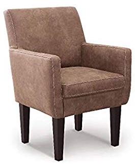 CAVADORE Diningsessel Malm / Polstersessel für Küche oder Esszimmer in Lederoptik / Mit Kontrastnaht / Passend zur Küchengarnitur Malm / 66 x 96 x 71 / Mikrofaser: hellbraun