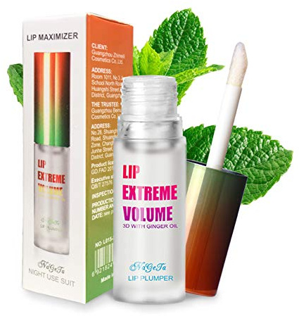 GL-Turelifes Lip Plumper Lucidalabbra, Ginger Mint Balsamo per le labbra Plumper Lip Volume estremo, Migliora le labbra idratate, Idrata, Elimina le rughe della secchezza (Trasparente)