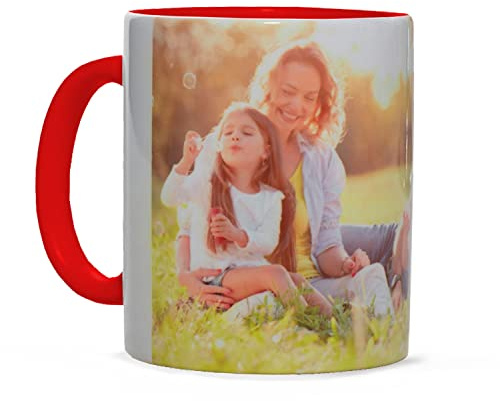 Tazza Personalizzata con Foto e Testo per ricordi e momenti speciali | Mug Rossa 300ml in ceramica stampata in Italia. Uso microonde sicuro. Regalo personalizzabile con foto HD.