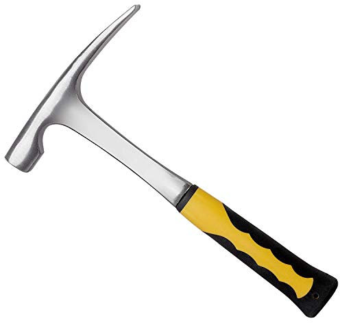 Steinschlaghammer 32 oz, Ziegelhammer, Geologenhammer, Vollstahl 11,2 Zoll, Maurerhammer mit Stoßreduzierungsgriff für Bergbau, Profis