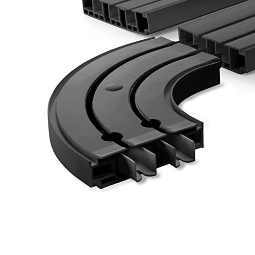 Seiletech.de GARDINENSCHIENEN und Rundbogen Set | 270cm | PVC | 2-läufig | schwarz | inkl. Befestigungsmaterial | 2,7m (3 x 90cm + 2 x Verbinder) | Gardinen Schiene Vorhangschienen