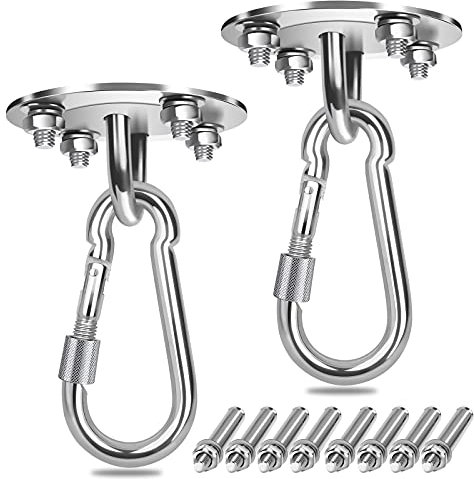 Tubiaz Deckenhaken Hängesessel 2 PCS Drehbares Edelstahl Schwerlasthaken Traglast bis 500Kg Hakenhalter mit dübel Betonanker Schaukel Haken für Hängestuhl Yoga