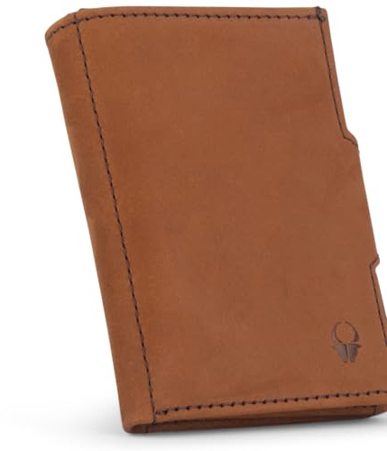 DONBOLSO NextGen Slim Portemonnaie Brieftasche - Minimal Wallet - Münzfach, RFID-Schutz, bis 11 Karten, Mini Portemonnaie, 9 x 7,1 x 2 cm - Vintage Braun