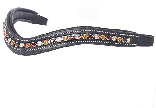 ExionPro elegantes, weich gepolstertes, helles, pfirsichfarbenes, burgunderrotes, kristallgeschwungenes Stirnband|Bling Stirnbänder|Diamant-Stirnband|Größe – Full, Cob, Over, Pony|Farbe-Braun, Schwarz