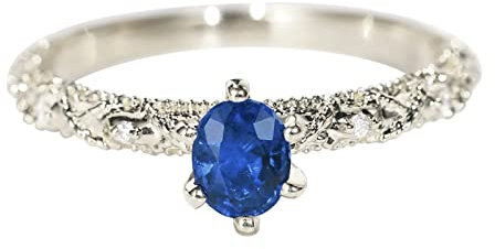 Verlobungsring Weißgold, Eheringe Und Verlobungsring Saphir Diamant 0.4ct 18 Karat (750) Weißgold Eleganz Relief 6 Krallenring Personalisiert