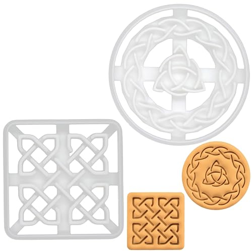 Set de 2 emporte-pièce Noeud Celtique (Motif: Circulaire et Carré), 2 pièces