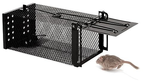 Trappola per topi vivi, Trappola per topi Premium XXL Trappola per cibo per topi altamente sensibile, Trappola adatta agli animali e riutilizzabile, Adatta per Magazzini da giardino (Nero)