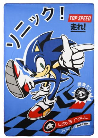 Sonic The Hedgehog Couverture, Couverture Sonic Hérisson Design pour Canapé-Lit, Polaire Douce et Chaude, Cadeau pour Enfants et Adolescents, 100 x 150 CM