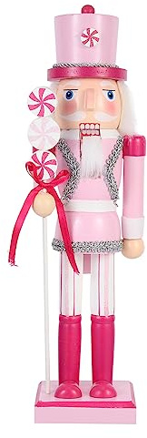 Amosfun Decoración Navideña De Cascanueces Adorno Navideño De Cascanueces Colgante De Cascanueces De Madera para Decoraciones para Árboles De Navidad 35 Cm Rosa
