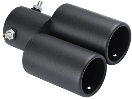 MOCNT Auto Auspuff Endrohr Edelstahl Auspuffblende Endrohr Schalldämpfer Auspuffrohr Universell Auspuffspitze Doppelendrohr Auspuffendrohr Gerade Schwarz 63mm