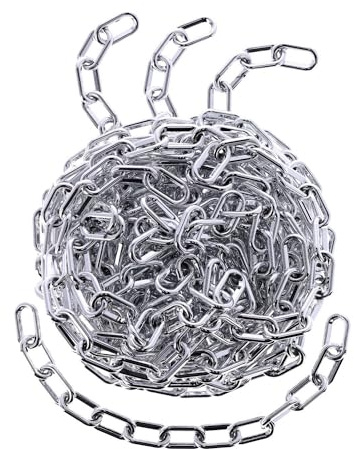 TIBU Absperrkette Kunststoff Warnkette 8 mm Stärke - Edelstahloptik - Länge 100 cm - witterungsbeständig und stabil
