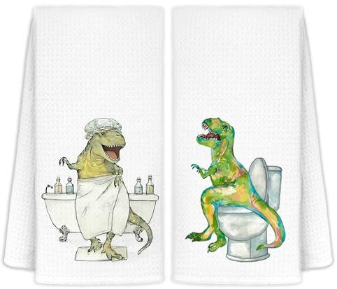 CIOJUNE Divertidas toallas de mano de dinosaurio para baño de niños, decoración de baño de dinosaurios, toallas de mano para niños, toallas de mano para niños, toallas de mano para niños, decoración