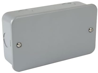 Metal Clad Blank Plate 2 Gang + Back Box 2 Gang Metal Clad 2 Gang Metal Clad Blank Plate Surface Mounted Box 2 Gang, Metal Clad 40mm Back Box