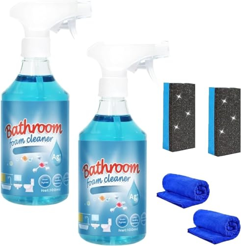 Bolac Bathroom Foam Cleaner, Bathroom Descaler Cleaner, All-Purpose Rinse-Free Cleaning Spray, for Urinals, Sinks, Floors, Glass, Mirrors, Bathtubs, 100ml (2pcs)
