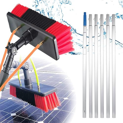 Teleskop Waschbürste 3-12m ausziehbar Teleskopstange Fensterreinigung aus Aluminium zur Reinigung von Solaranlage Terrassendach Wintergarten Reinigungsset PV Anlage Reinigung(5m/16.4ft)