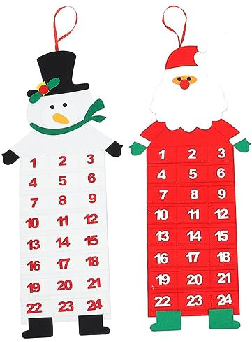 BCOATH 2stücke Weihnachtskalender Filz Für Mädchen Festliche Dekoration Rot Und Weiß Und Türhänger Für Weihnachten