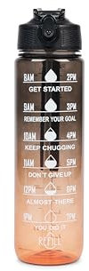 Trinkflasche, Sport Trinkflasche, [BPA-frei Tritan] 1L Auslaufsicher Sport Wasserflasche, Sportflasche für Fahrrad, Camping, Yoga, Gym (1 Flasche)… (Schwarz Orange)