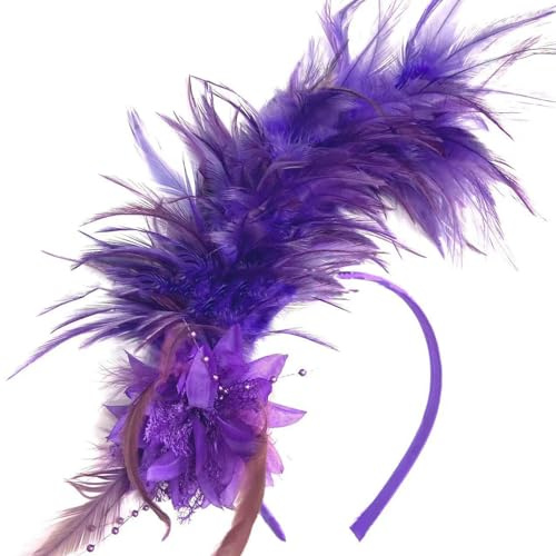 PTILSERY Stirnband 1920er Jahre Gefiederter Fascinator Party Kopfbedeckung Kopfbedeckung Haarschmuck für Frauen Halloween Karneval, Wie beschrieben