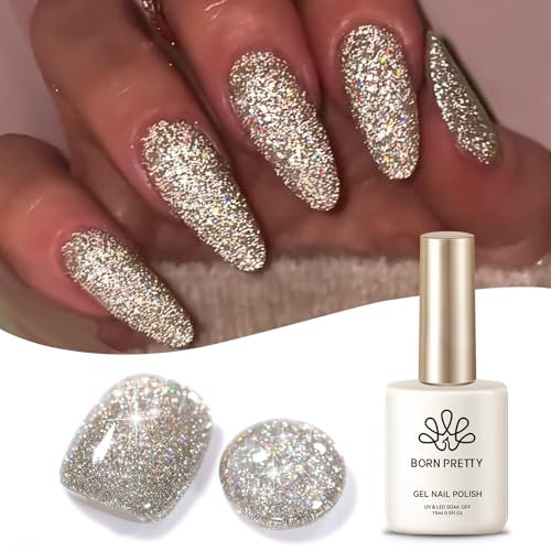 Born Pretty UV Nagellack Glitzer Champagner-Gold Reflektierendes Gel Nagellack UV LED Soak off Manicure Gel Lacquer Varnish