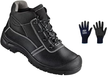 Generisch Arbeitsschuhe Sicherheitsschuhe S3 EN345, Bauschuhe mit Stahlkappe und Stahlsohle Größe 39, inkl. Arbeitshandschuhe