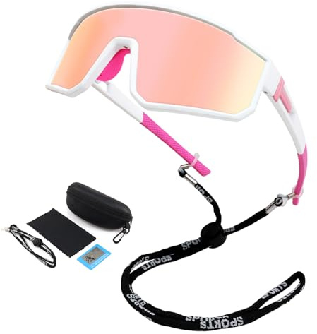 NAMIS Lunettes de cyclisme polarisées pour homme et femme - Protection UV400 - Rose HD - Réglables - Pour vélo de route, rave, VTT, ski, alpinisme