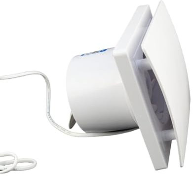 Silent Bathroom Extractor Fan, White Square High Airflow Bathroom Fan Wall Window Mounted Ventilation Fan Powerful Exhaust for Kitchen, Toilet