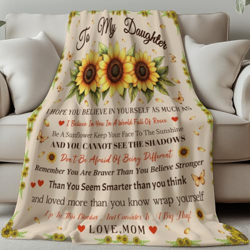 GLOBLELAND Sunflower Text Throw Blanket 59×51 inch