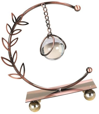 ULIJTH Cadena colgante decorativa con esfera de cristal con soporte de hojas de metal para el hogar y la oficina, estantes de mesa, adorno decorativo