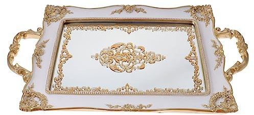 Ipetboom Vassoio Decorativo Vintage con Superficie Specchiata per Casa Organizzatore Profumi e Accessori per Tavolo Pranzo e Decorazioni Domestiche